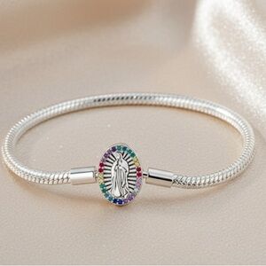 Pandora Style Silver Brazalete 18 cms Virgin Mary